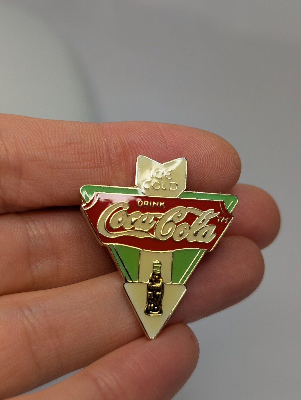 Coca Cola Red, Green & Gold Enamel Logo Pin